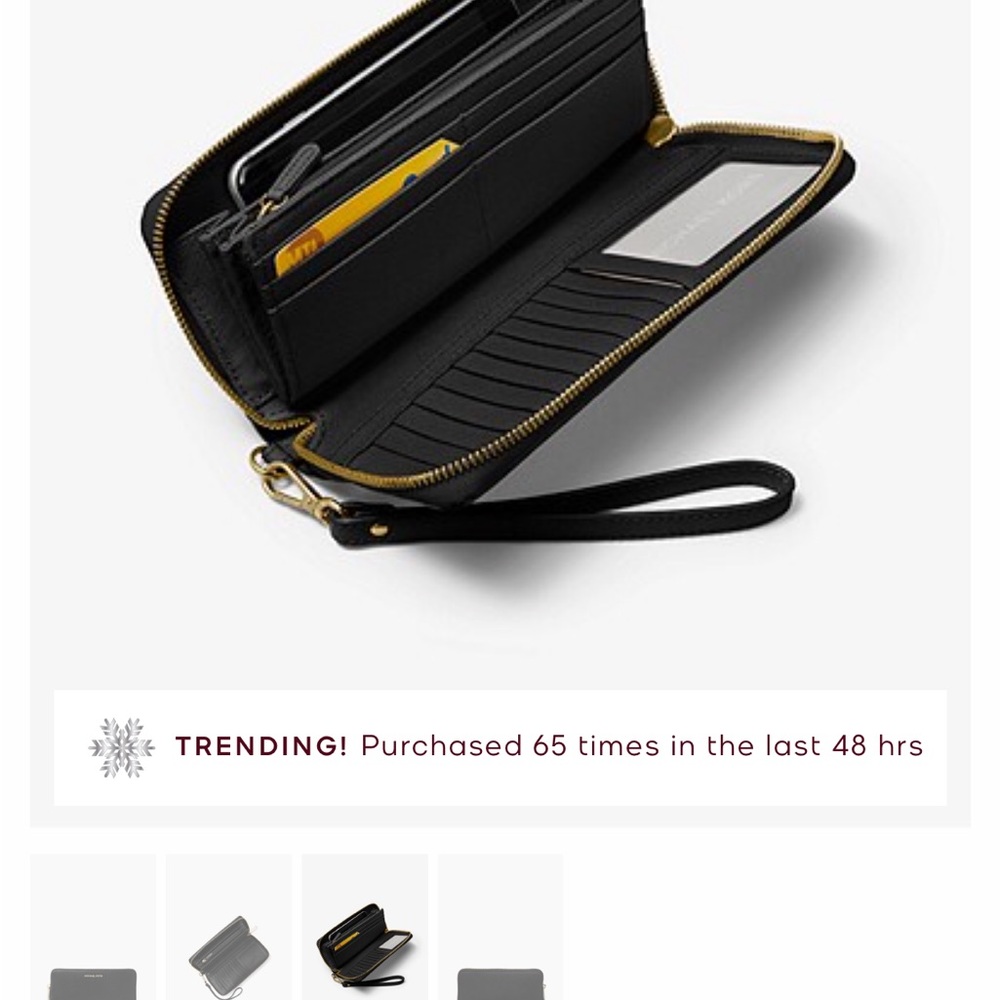 New Large Jet Set Travel Continental Leather Wallet Wristlet